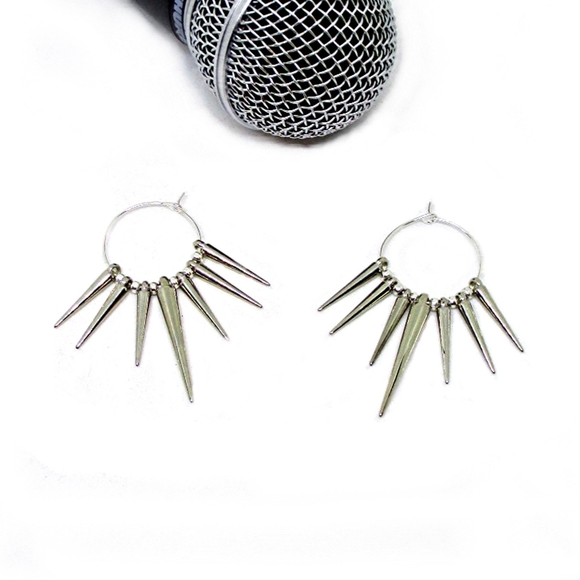 Rebeltude Punk Goth Rocker Spike Hoop Earrings - Picture 1 of 1